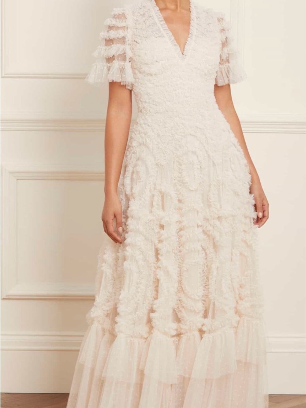 Needle & Thread White/Cream Verity V-Neck Maxi Dress size 8